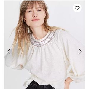 Madewell Jacquard Smocked Top
